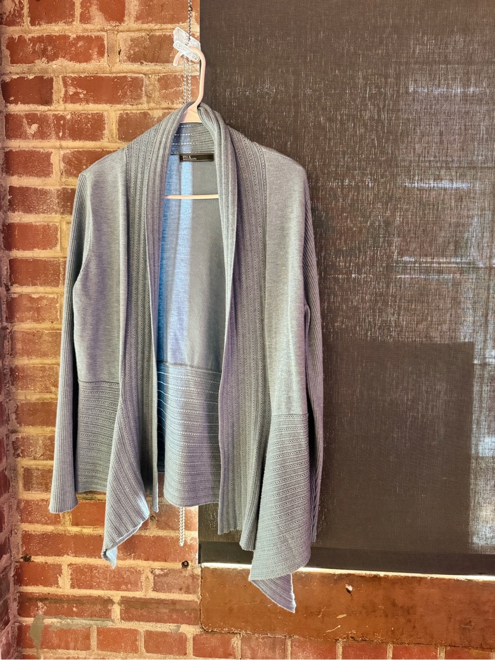 Light Blue Ribbed Open-Front Cardigan - Picture 2 of 2